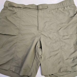 Mens Eddie Bauer Khaki Cargo Shorts Size XL Elastic Waistband Casual Beach Q0314